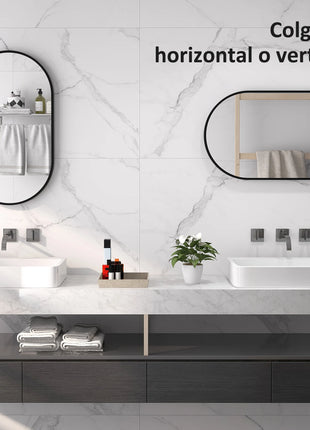 HOMCOM 40x70 cm oval bathroom mirror with black living room aluminum frame