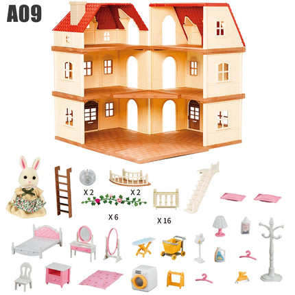 Dollhouse Furniture Family House Villa Simulate Forest Rabbit Animal Scene Toy Display Furniture Toy Gift