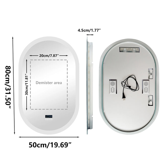 LUVODI Led Lighted Bluetooth Bathroom Mirror Backlit Illuminate Dimming Vanity Mirror with Time Date Display Anti-fog