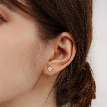 7pcs/Set Stainless Steel Crystal Flat Studs Women Men Bar Screw Back Tragus Round Clear Cubic Zirconia Piercing Earrings Jewelry