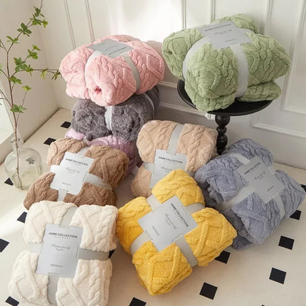 1pc Super Soft Coral Velvet Blankets for Winter Thick Soft Bedspread Warm Plaids