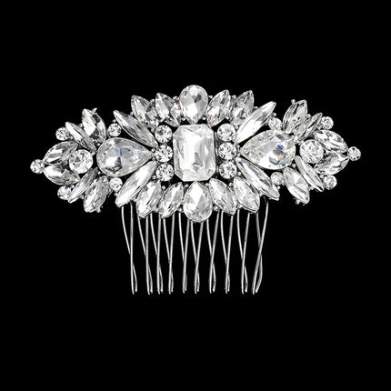New Silver Alloy Hair Comb Handmade Pearls Rhinestones Fashion Metal Headpiece Elegant Hair Jewellery Accessory For Women