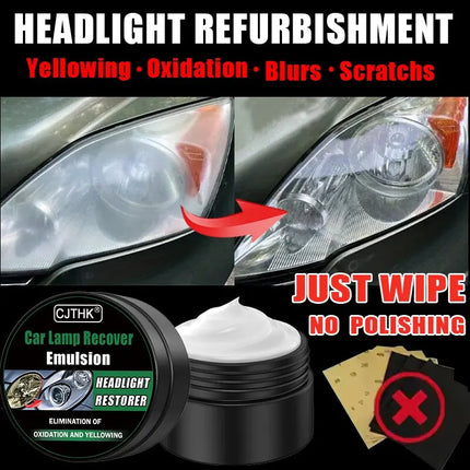 Car Headlight Restoration Polishing Kit - Scratch Remover & Oxidation Cleaner Repair Paste for Headlamp Assembly