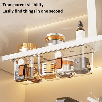 1/2Pc Drawer Style Storage Box Under The Mirror Cabinet Transparent Bathroom Kitchen Office Sundries Case Pull-Out Storage Shelf
