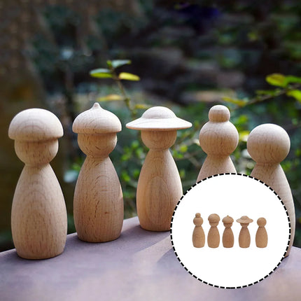 5 Pcs Suit Decoration Of Puppet Craft Kit Mini Paintable Peg People Wood Kits