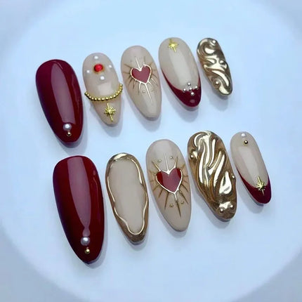 24pcs French Fake Nails Finished Almond Nails Sets