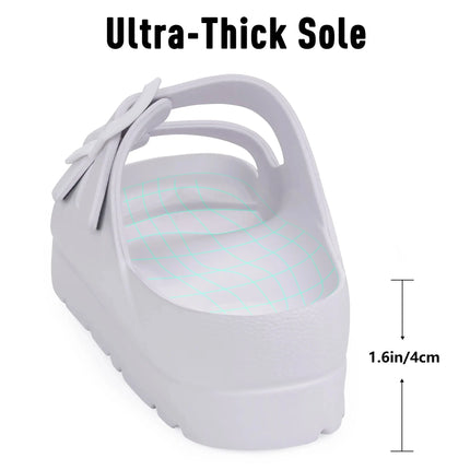 Evshine 2024 Summer Flat Sandals Fashion Women Platform Sandals Outdoor Soft Beach Slippers Non-slip Lightweight Cloud Slippers