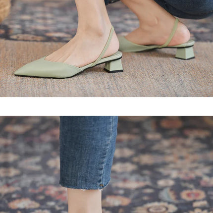 New Fashion Summer Women Pumps Woman Buckle Beige Single Shoes Square Heels Comfortable Dress Party Shoes