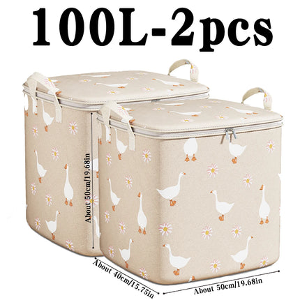 100/140/180L Clothes Quilt Storage Bag Household Large Capacity Quilt Storage Box Wardrobe Non-woven Clothing Moving Luggage