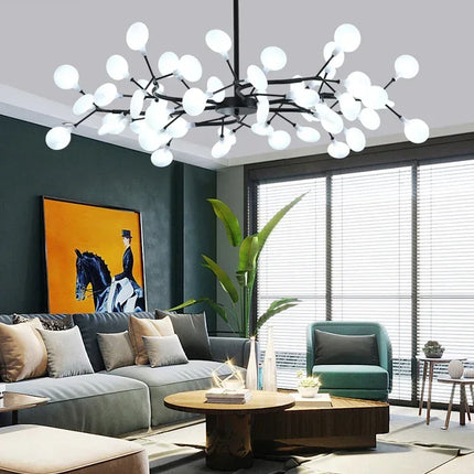 Modern Firefly LED Chandelier Black Gold For Living Room Bedroom Hall Home Decor Indoor Lighting Minimalist Ceiling Pendant Lamp