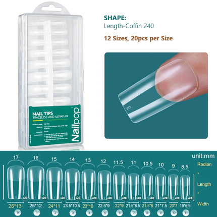 NAILPOP 240PCS Soft Gel Nail Tips Kit Full Cover Nail
