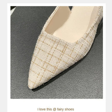 Sea Salt Blue Pointed High Heel Sandals for Women Back Hollow Half Headed Single Shoes Fashion Versatile Casual Shoes