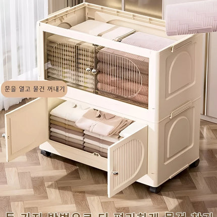 Household Foldable Storage Cabinet Multi-Layer Storage Cabinet Snack Toy Storage Cabinet Free Installation Movable Folding