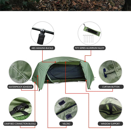 Camping Tent For Single Person Lightweight Nylon Tent Tactical Shelter With Mosquito Net Anti-Mosquito Waterproof Field
