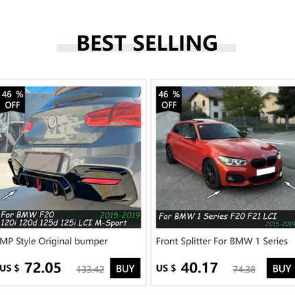 100%New Maxton Style Rear Diffuser For BMW 1 Series F20 LCI M140i 2016-2019 Black Car Rear Diffuser Bumper Rear Lip Spoiler kits