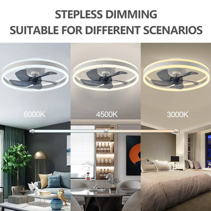 Led Ceiling Fan Without Lights DC Motor 6 Speeds Timing Fans 50CM Low Floor Loft Remote Control Lux&vitae Fan With Lights