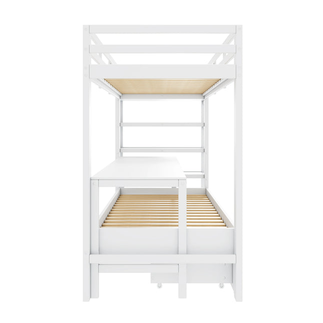 Children's bunk bed, double bed, multifunctional children's bed, with ladder, with table, with storage s drawers under the bed,
