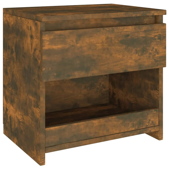 Smoked Oak Plywood Nightstand For Bedroom With Drawer And Compartment Bedside Coffee Sofa Tea Table Storage Closet Chest