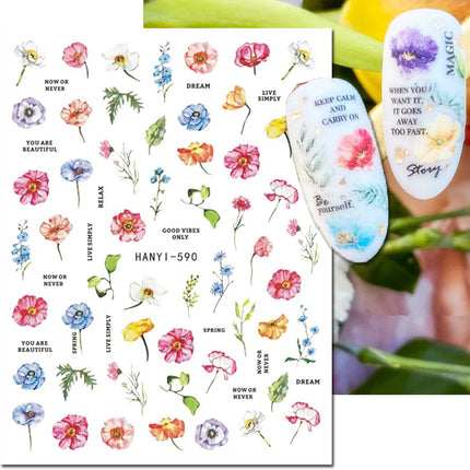 3d Nail Art Decals Elegant White RoyalBlue Roses Flowers