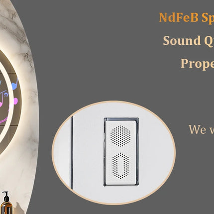 LED Bathroom Mirror 800mm Round Wall Mirror Bluetooth Colour Dimmable Front+Backlit Anti-fog Memory Time Temperature Display