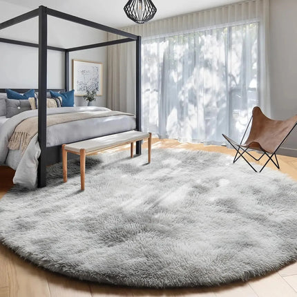 Pink Round Rug for Girls Bedroom,Fluffy Circle Area Rug for Kids Room,Furry Shaggy Carpet for Living Room
