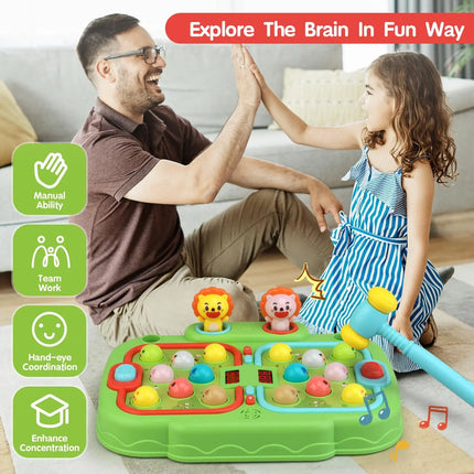 Hammer hamster game for toddlers, toys for boys and girls, interactive educational toys with sound and light for children