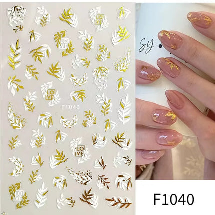 1PCS New Autumn Flowers Nail Decals Animal Nail Stickers Flower