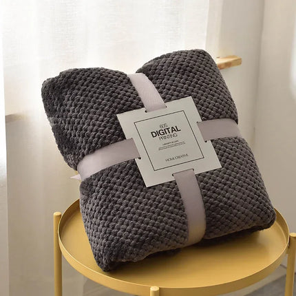 Solid Soft Warm Fleece Plaid Blankets and Bedspreads Living Room Bedroom Air