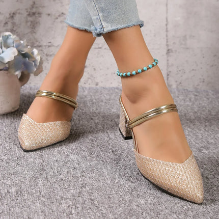 Low Heels Sandals Woman Summer Fashion High Heels Shallow Women Designer Sandals Luxury Shoes for Women Wedding Party Shoes