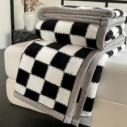Plush Warm Winter Blanket A Grade Plaid Coral Fleece Soft Thick Bed Blankets for Sofa Single Double Couple Furry Bedspread