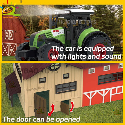 Simulation Farm Animals Barn Model Assembly Farmhouse Cow Craft Play House Toys for Children