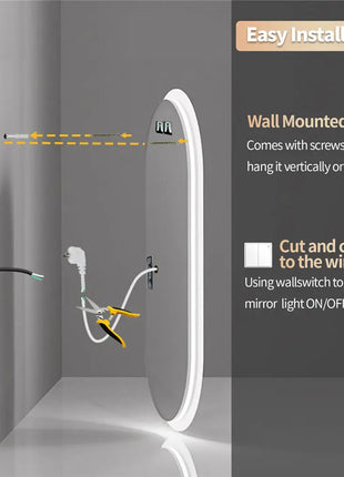 LUVODI Waterproof Illuminate Bathroom Light Vanity Mirror Frameless Touch Screen Backlit Demist Wash Basin Mirror