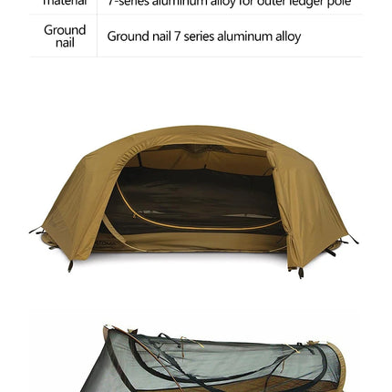Camping Tent For Single Person Lightweight Nylon Tent Tactical Shelter With Mosquito Net Anti-Mosquito Waterproof Field