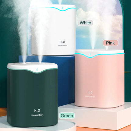 2L Double Spray Humidifiers with LED light Cool Mist Auto Shut-Off Humidifier Portable Desk Humidifiers for Bedroom Home Room