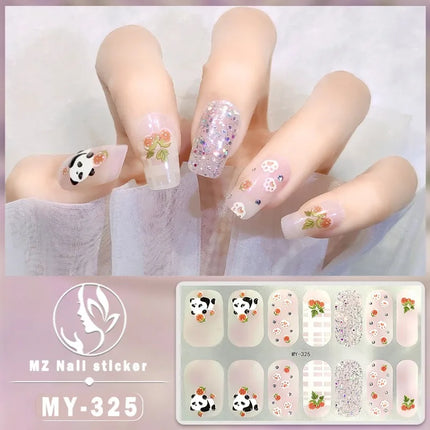 Panda Style Baking Free Gel 5D Nail Sticker Full Nail Self Adhesive Sticker