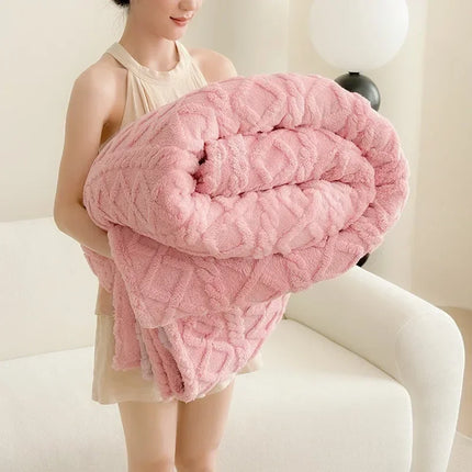 1pc Super Soft Coral Velvet Blankets for Winter Thick Soft Bedspread Warm Plaids