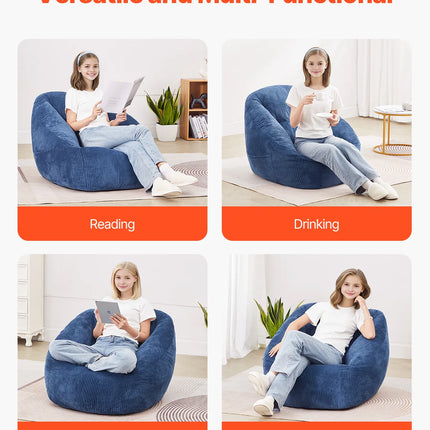 Bean Bag Chair with Soft Armrests and Storage Pocket 25D Memory