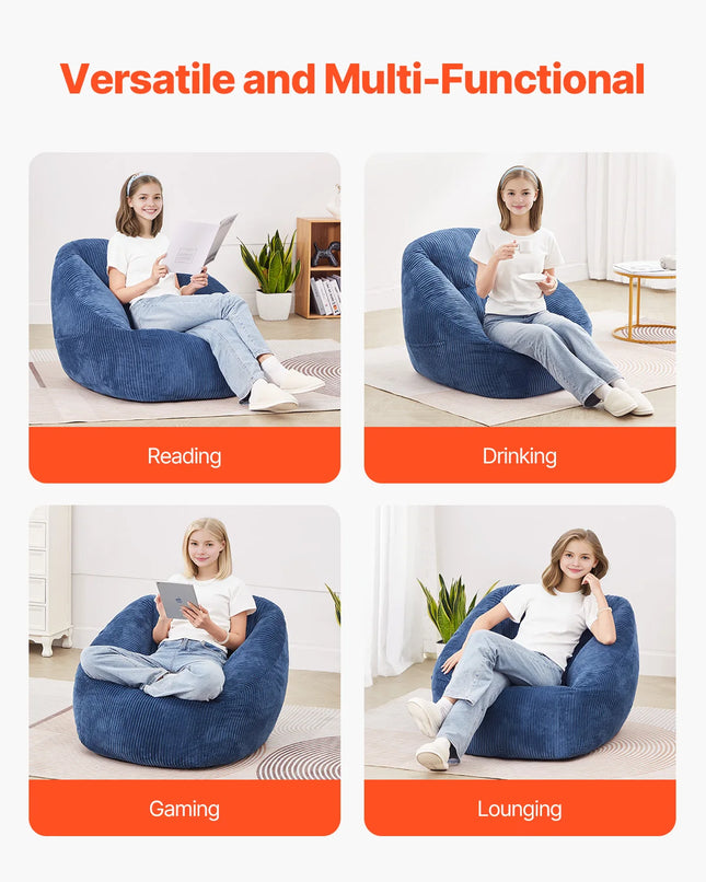 Bean Bag Chair with Soft Armrests and Storage Pocket 25D Memory