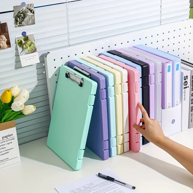 Durable Plastic A4 File Organizer with Clip, Large Capacity, Multi-Functional Document Holder for Students & Office Use