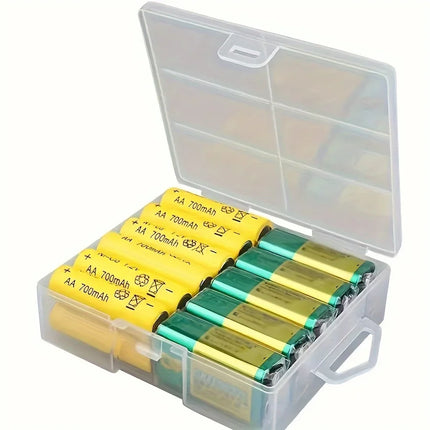 Durable Clear Battery Organizer Box - Holds 24 AA & AAA Batteries Plastic Storage Solution for Home Garage and Workshop No Power