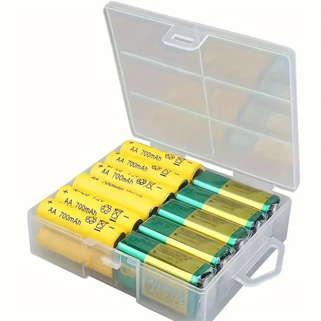 Durable Clear Battery Organizer Box - Holds 24 AA & AAA Batteries Plastic Storage Solution for Home Garage and Workshop No Power