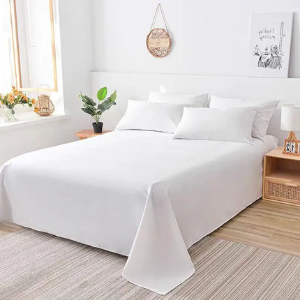 One Piece of Single Bed Sheetss (Excluding Pillowcases and Pillow Cores) Washed Material Pure White Hotel Bed Sheetss B&B Single and Double Home Use