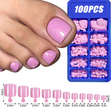 100Pcs Light Pink Press on Nails Short Medium Square