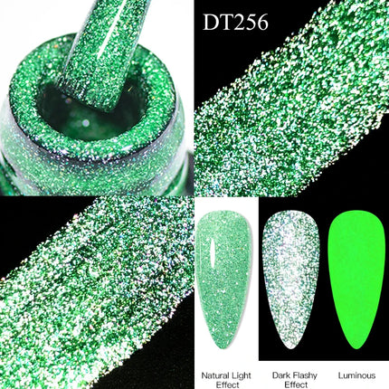 MEET ACROSS Sparkling Rose Pink Reflective Glitter Gel Nail Polish