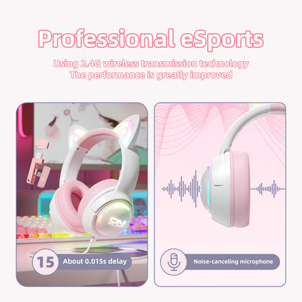 Gaming Headset Gamer Headset Stereo Headset with Microphone RGB Lighting Cute 3D Cartoon for iPad Tablet PS4