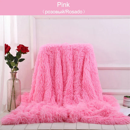 Double-sided Velvet Blanket Soft Fluffy Throw Blanket For Sofa Bed Long Plush