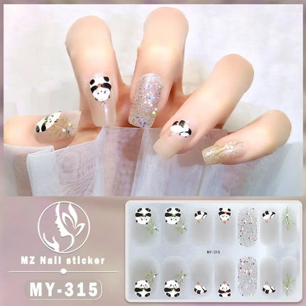 Panda Style Baking Free Gel 5D Nail Sticker Full Nail Self Adhesive Sticker