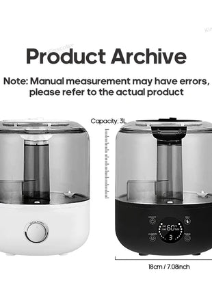 KINSCOTER 3L Air Humidifier Professional Large Capacity Home Humidifier Plant Mist Aroma Diffuser with Remote Control Timer