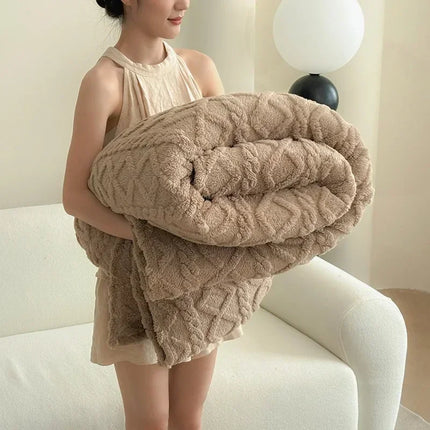 1pc Super Soft Coral Velvet Blankets for Winter Thick Soft Bedspread Warm Plaids