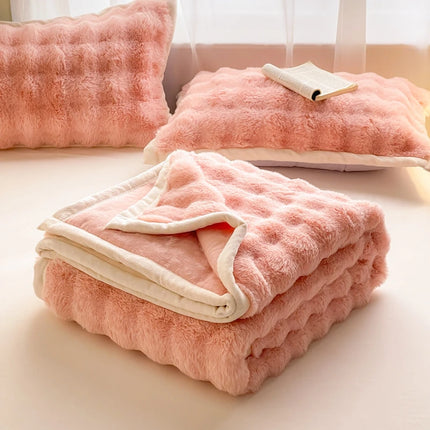 Bubble Rabbit Plush Blanket Light Luxury Double-sided Coral Flannel Blanket